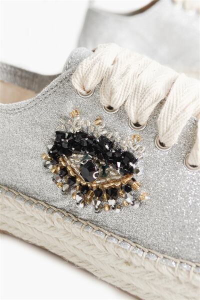 Shoes & More Lollıa - Gümüş Glitter - Espadril