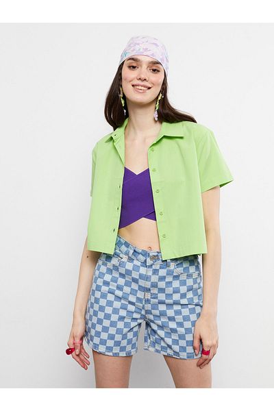 LC Waikiki Pantaloni scurți de damă, cu culoare blocată, de culoare standard, cu detaliu de buzunar
