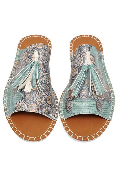 Dogo Women's Vegan Leather Multicolored Slippers - Ethic Faience Design