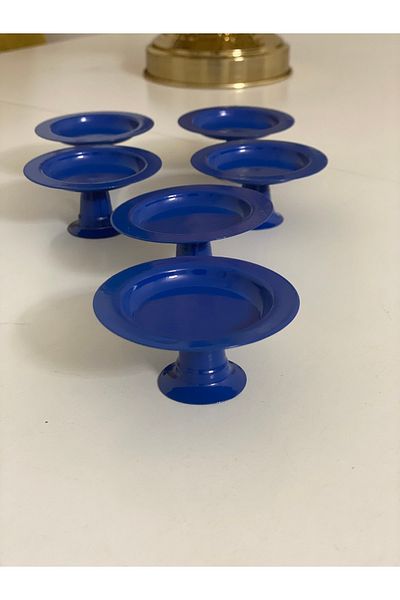 Elzem Decorative Blue Color 6-Piece Macaron Holder Coffee Serving Holder Turkish Delight Holder