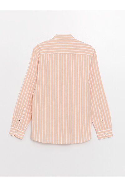 LC Waikiki Regular Fit Uzun Kollu Çizgili Keten Erkek Gömlek