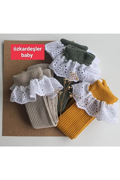 ÖZKARDEŞLER BABY Baby Knee-Cuff Socks Scalloped Lace Socks Set of 3