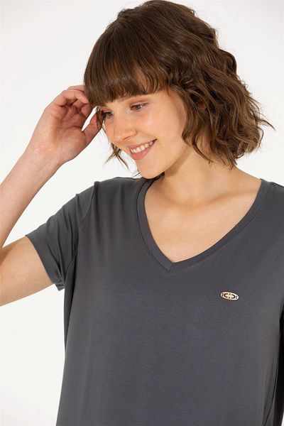 U.S. Polo Assn. Γυναικείο T-shirt Anthracite V - Neck Basic