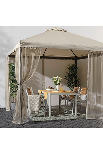 IKEA Hımmelsö Gray-Beige Gazebo Mosquito Net - 300x190, 4 Pieces