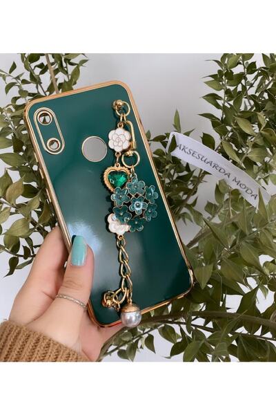 Aksesuarda Moda حافظة هواوي Y6 2019 المتوافقة مع الزهور والأحجار واللؤلؤ والليزر