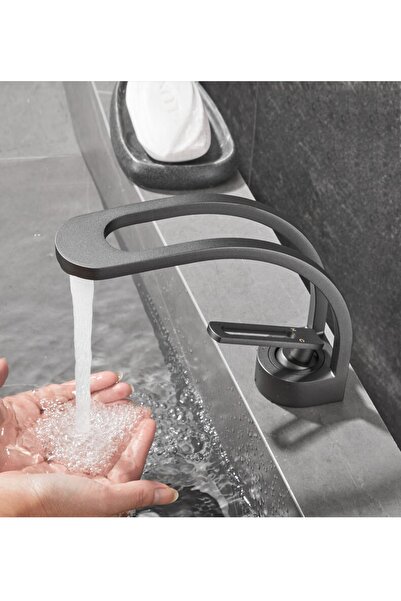 OEM Banyo Lavabo Bataryası Şelale Tasarım Yeni Antrasit Gri 5 Yıl Garantili I...