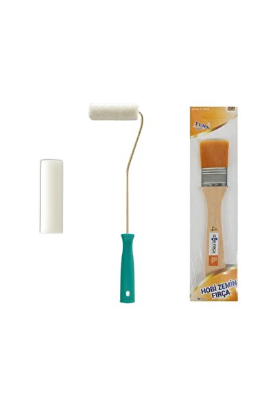 Dekor 10 Cm Kadife Rulo + Yedek Rulo + Akrilik Boya Ipek Zemin Fırçası No:4 Iz Bırakmayan Hobi Seti