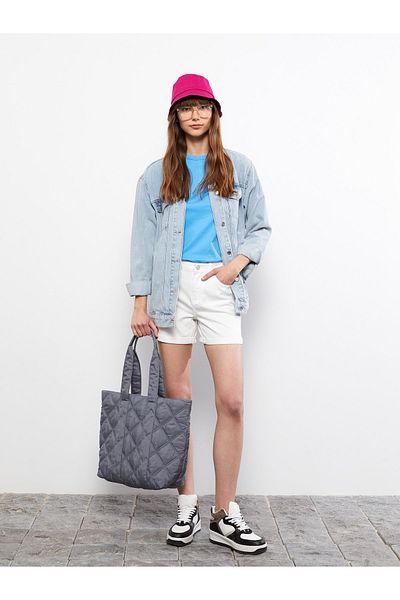 LC Waikiki Damen-Jeansshorts mit hoher Taille, Standard-Passform und geraden Taschen
