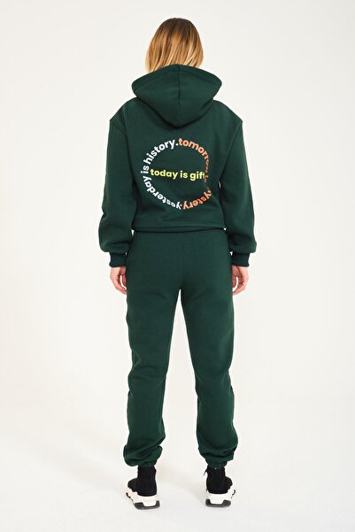 C&C OKULCUNUZ Σήμερα είναι δώρο Σετ φόρμας με στάμπα με κουκούλα