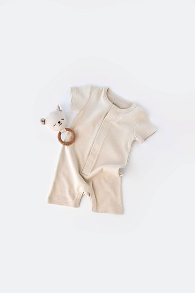 BabyCosy Organic Waffle Short Sleeve Jumpsuit