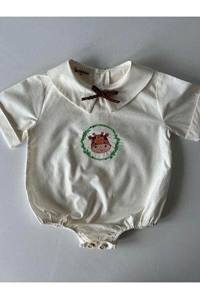 il mio bambino Zürafa Nakış Işleme Erkek Bebek Gömlek
