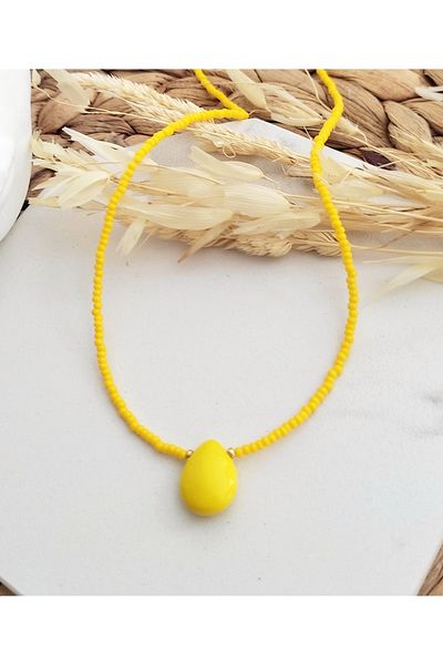 HALHALMILL Acrylic Drop Dangle Sand Bead Necklace