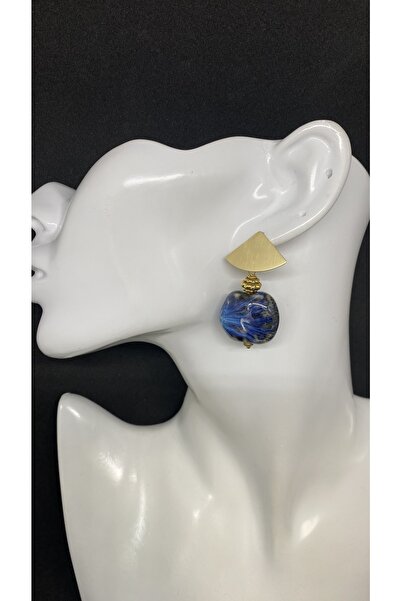 Porsuk Alternatif El Yapımı Etnik Seramik Boncuk Altın Kaplama Klipsli Kadın Küpe