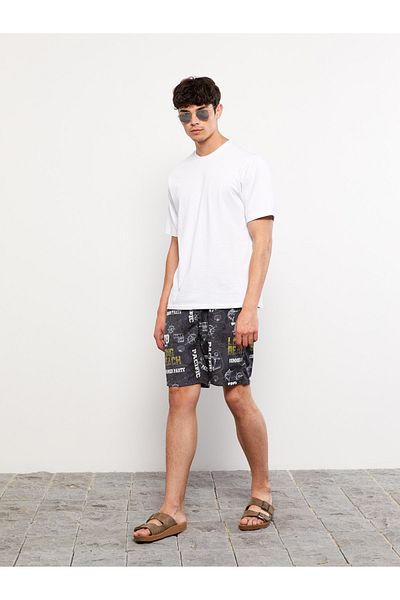 LC Waikiki Gemusterte Herren-Badeshorts in kurzer Länge