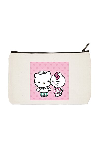 designedfy Платнена чанта за грим с щампа Hello Kitty 3, поставка за химикалк...