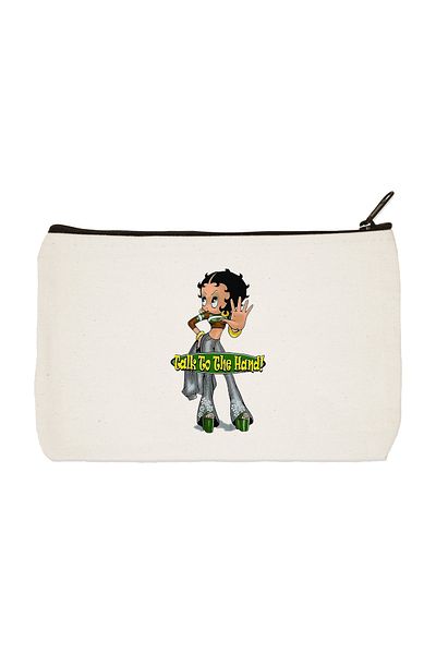 designedfy Betty Boop Printed υφασμάτινη τσάντα μακιγιάζ, θήκη για στυλό, τσάντα χειρός