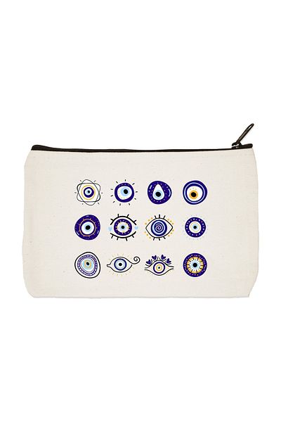 designedfy Evil Eye Printed υφασμάτινη τσάντα μακιγιάζ, θήκη για στυλό, τσάντα συμπλέκτη