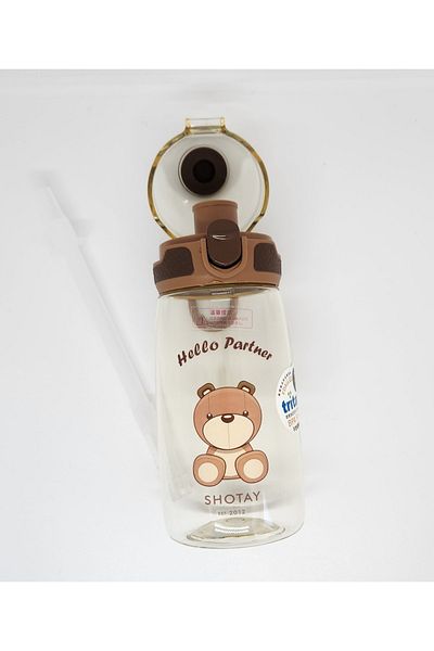 Shotay St-7009 طفل متوسط 550 مل لون بني مع نمط الدبدوب