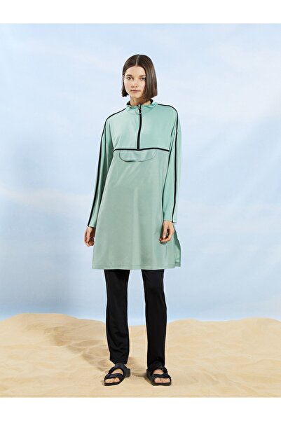 LC Waikiki High Collar Plain Long Sleeve Women's Hijab Swimsuit Top