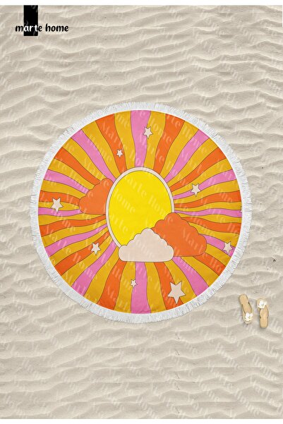 Marte Home غروب الشمس - منشفة شاطئ مستديرة بشرابة