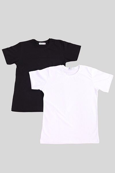 COSBA kids wear Pachet de 2 tricouri/tricouri pentru copii unisex cu gât crew din bumbac de bază