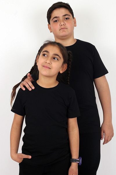 COSBA kids wear Pachet de 2 tricouri/tricouri pentru copii unisex cu gât crew din bumbac de bază