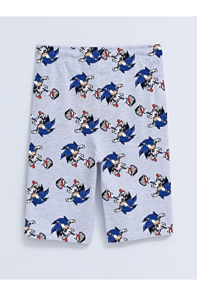Your Fashion Style شورت رمادي للأطفال بخصر مطاطي مطبوع عليه سونيك