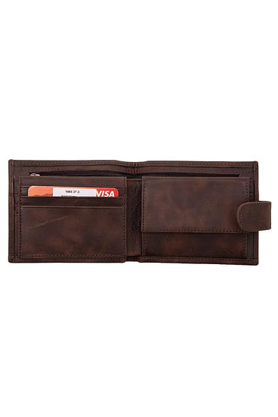 Eminsa Men's Brown Crazy Leather Snap Wallet