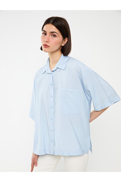 LC Waikiki Obyčejná oversize dámská košile s krátkým rukávem