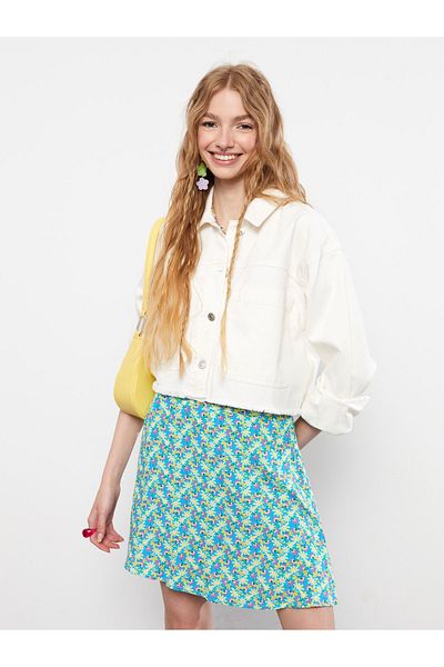 LC Waikiki Floraler Viskose-Shortsrock für Damen mit Reißverschluss in der Taille