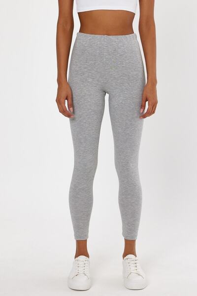 FİHA Gray Ropa Women's Compak Lycra Leggings /Bibil-4057