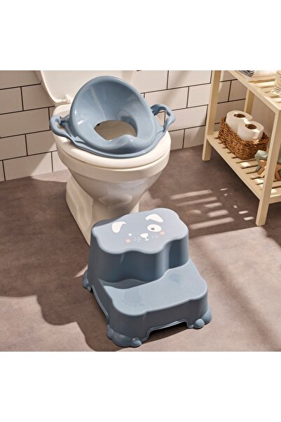 BlackBird Home Çocuk Taburesi 2 Basamaklı Kaymaz Yüzey Tabanlı Mavi