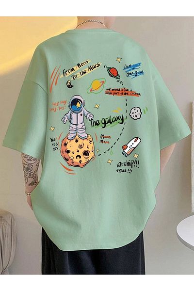 Machetta Μπλουζάκι Unisex The Galaxy Planet Printed Oversize Crew Neck Tshirt