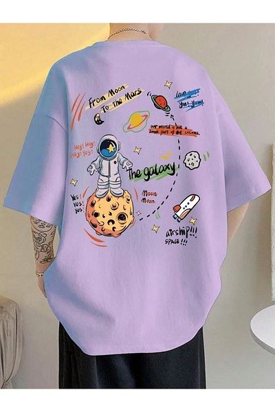 Machetta Μπλουζάκι Unisex The Galaxy Planet Printed Oversize Crew Neck Tshirt