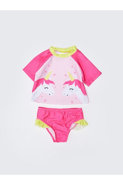 LC Waikiki Bedrucktes Baby-Bikini-Set für Mädchen aus flexiblem Stoff, 2-teilig