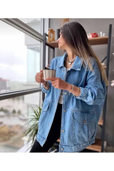 Qeysa Kadın Oversize Kot Ceket