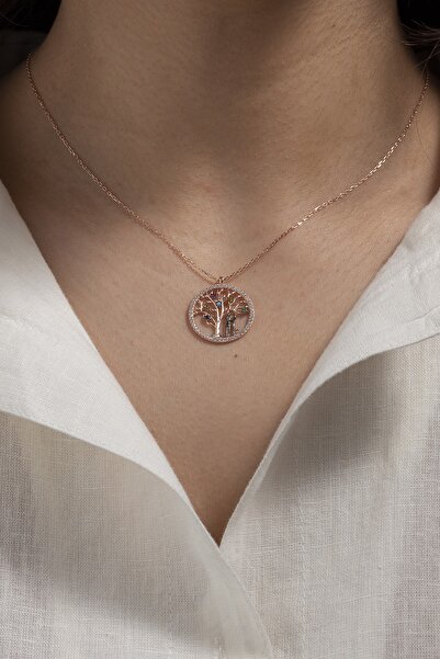 ESSARE 925 Ayar Hayat Ağacı Sevgililer Gümüş Kolye