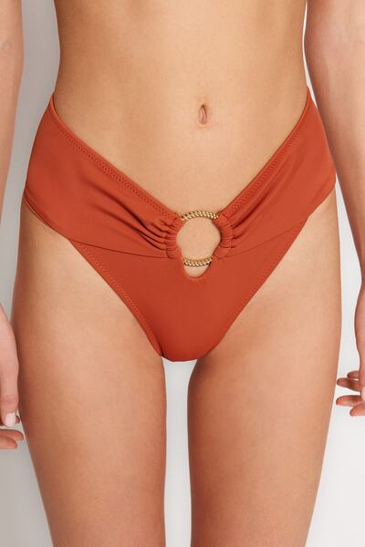 Trendyol Collection Normale Bikinihose mit hoher Taille und hohem Beinausschnitt und Fliesen-Accessoire TBESS22BA00001