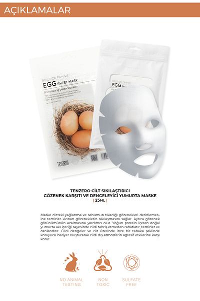 TENZERO 10 Pack Skin Firming Anti-Pore and Balancing Egg Transparent Cotton Mask Korea
