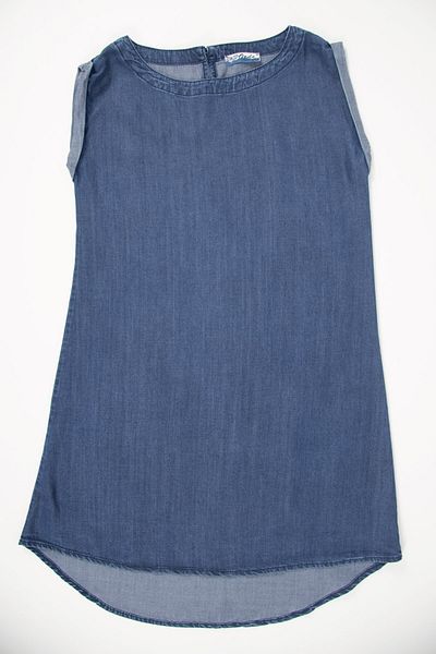 TheCatu Girl's Zero Sleeve 100% Lyocell Straight Denim Dress / 4057