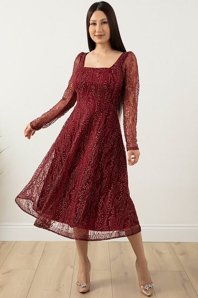 PULLIMM Rochie de seară cu mânecă lungă cu sclipici Midiboy 39677
