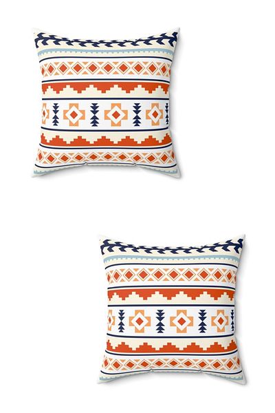 FUS BLUE Set of 2 Ethnic Patterned Throw Pillow Covers