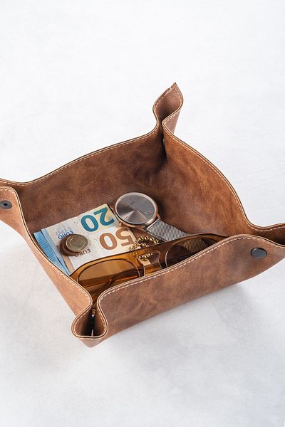 DK LEATHER Pu Leather 24 * 24 Tan Κομοδίνο, Οργάνωση γραφείου, Πορτοφόλι με κλειδί κοσμημάτων Αξεσουάρ γραφείου σπιτιού