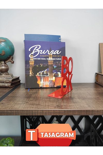 TASAGRAM Book Written Metal Book Support - Book Holder - Home and Office Decorative Accessory (Set of 2)