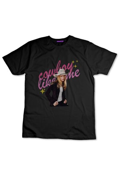 Urbanstadt Taylor Swift Cowboy Siyah Tişört Baskılı Unisex Pamuklu