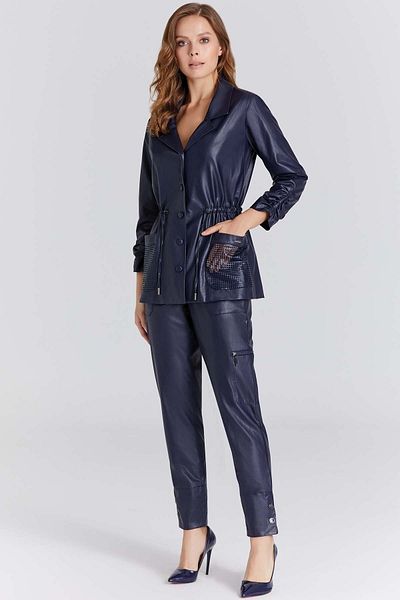 Guitar Skinny Leg Navy Blue Leather Trousers