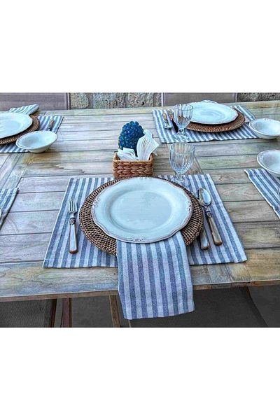 AtölyeNT 4-Piece Natural Linen American Serve / Napkin Boho Style 35x45cm