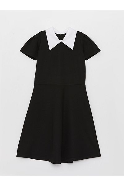 LC Waikiki Shirt Collar Basic Short Sleeve Girl's Dress