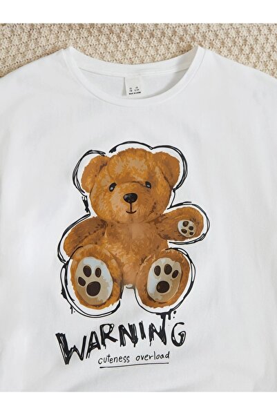 LePold Προειδοποίηση Teddy Bear εμπριμέ μπλουζάκι για κορίτσια/αγόρια