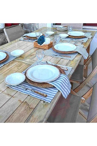 HOME ART ATELIER hand made 6-Piece Natural Linen American Serve / Napkin Boho Style 35x45cm